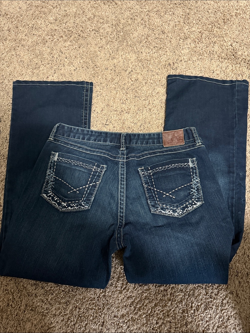 BKE Dark Wash Women's Bootcut Jeans with Embroidered Back Pockets